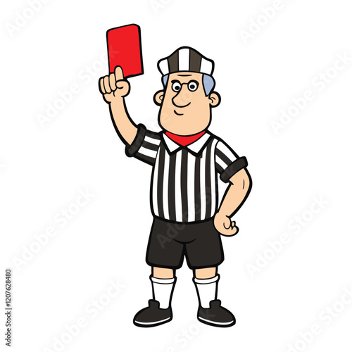 a referee holding up a red card