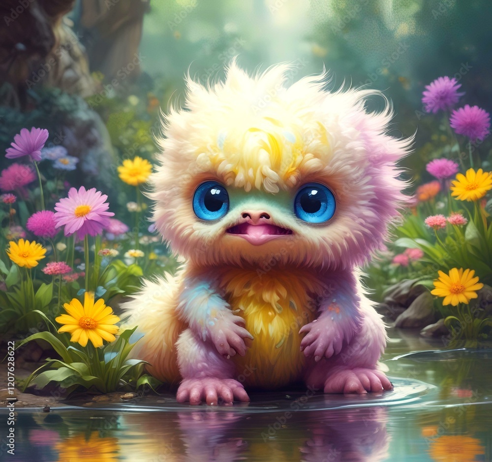 Illustration of fluffy and cute small monster. Illustration of fluffy and cute small monster.