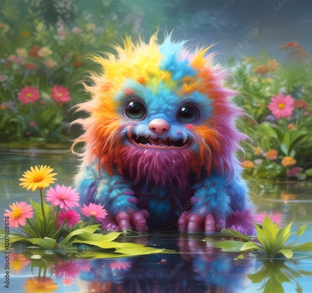 Illustration of fluffy and cute small monster. Illustration of fluffy and cute small monster.