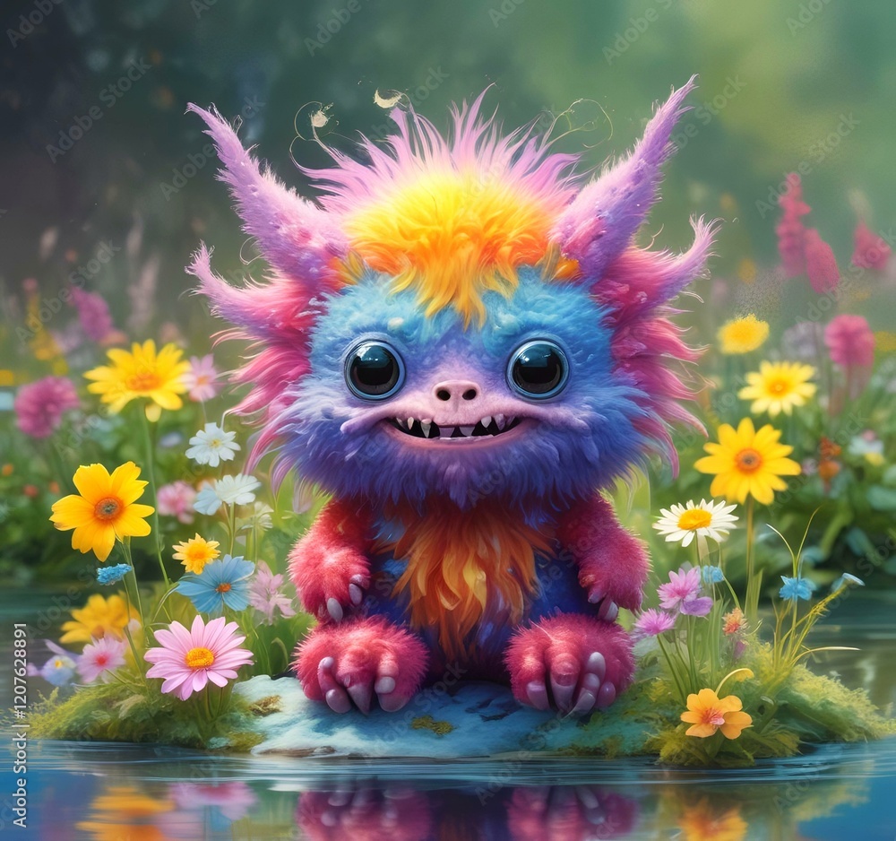 Illustration of fluffy and cute small monster. Illustration of fluffy and cute small monster.