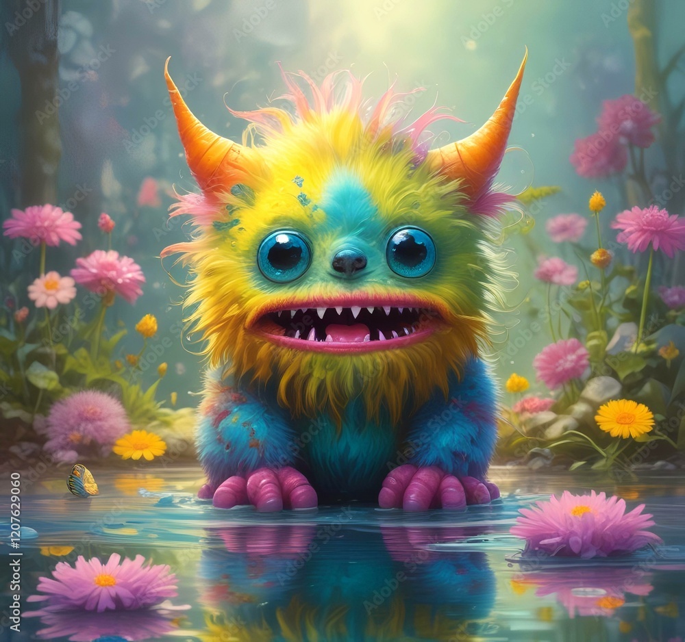 Illustration of fluffy and cute small monster. Illustration of fluffy and cute small monster.