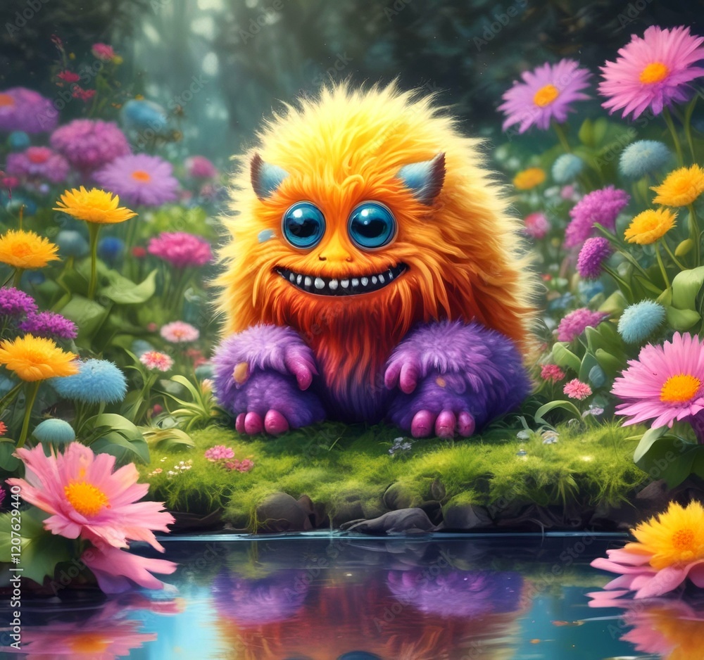 Illustration of fluffy and cute small monster. Illustration of fluffy and cute small monster.
