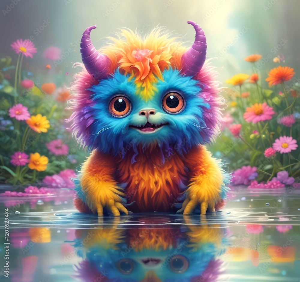 Illustration of fluffy and cute small monster. Illustration of fluffy and cute small monster.
