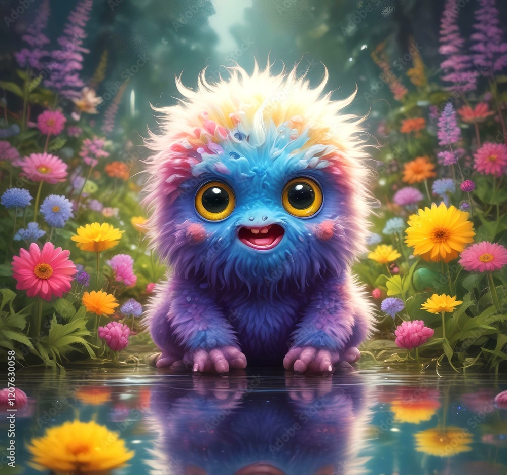 Illustration of fluffy and cute small monster. Illustration of fluffy and cute small monster.
