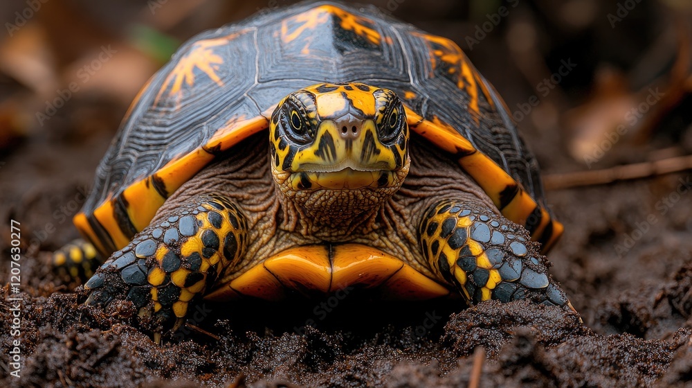 Forest floor turtle portrait, closeup, nature Forest floor turtle portrait, closeup, nature