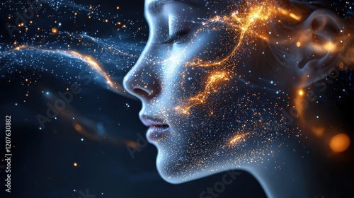 Exploring state of mind woman's cosmic journey of mental health