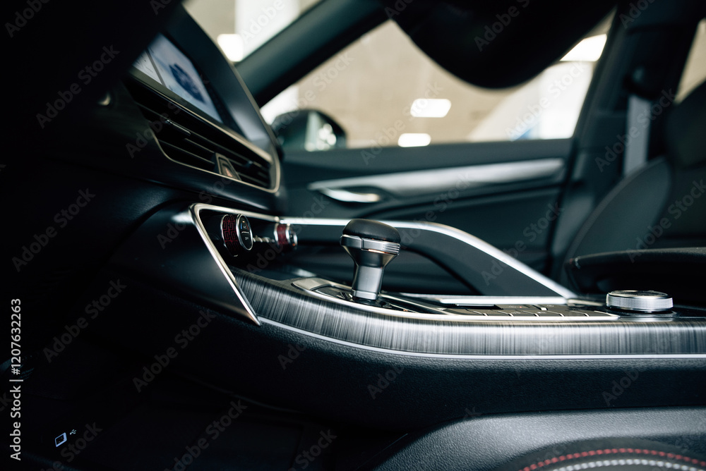 Automatic transmission gearshift stick, Closeup a manual shift of modern car gear shifter Automatic transmission gearshift stick, Closeup a manual shift of modern car gear shifter