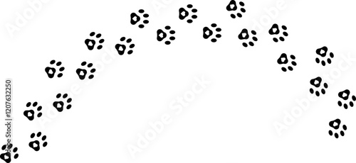 Paw vector foot trail print. Pattern animal tracks isolated on white background, backgrounds, vector icon Illustration