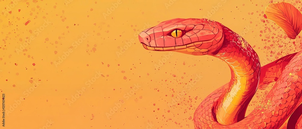 Obraz premium flat vector banner with a red snake. chinese new year