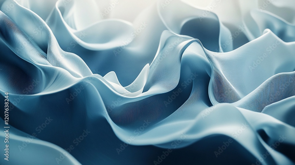 Obraz premium Abstract blue fabric waves, flowing textile texture.