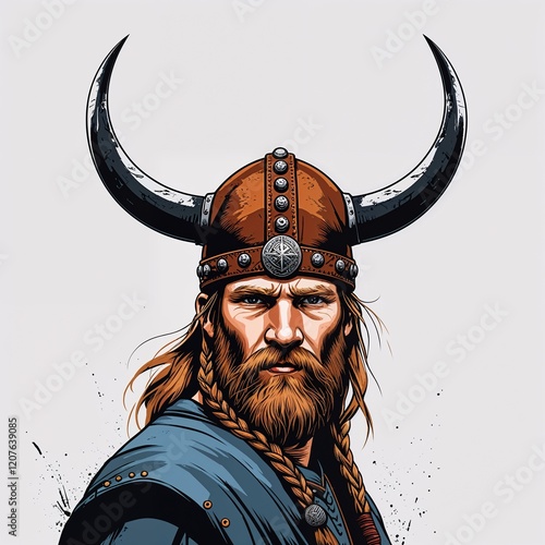 Vikingstyle iron and leather crown design on a plain white background photo