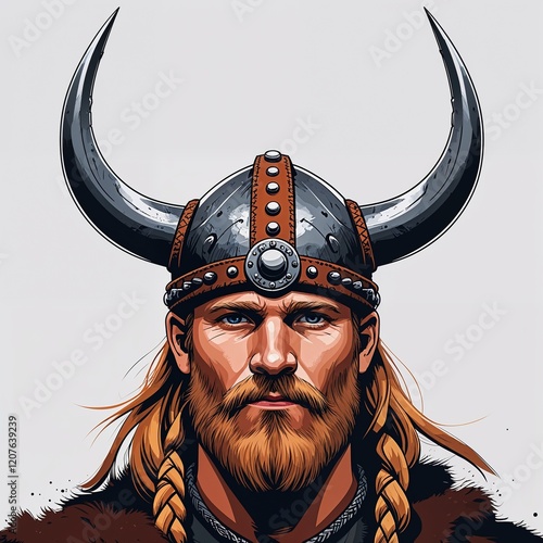 Vikingstyle iron and leather crown design on a plain white background photo