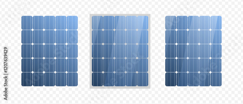 A high-quality realistic vertical solar panels . Solar battery panel. Green technology. Clean renewable energy. Eco energy