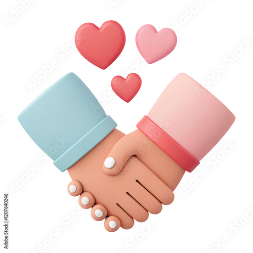 hand in hand valentine 3d model illustration cute icon photo