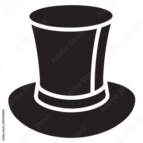 Black retro top hat vector icon isolated on white background 