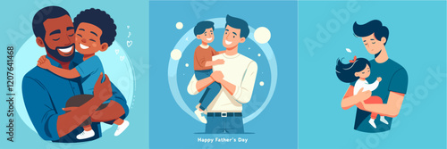 Father's Day. father holding his child happily