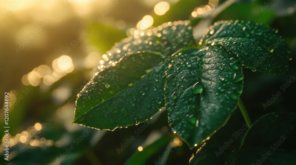 Vibrant green clover with dew drops bathed in golden sunlight, symbolizing luck and renewal in nature's embrace. Vibrant green clover with dew drops bathed in golden sunlight, symbolizing luck and renewal in nature's embrace.
