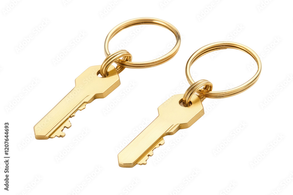 House key pair with metal house shaped keyring isolated on white background. PNG
House key pair with metal house shaped keyring isolated on white background. PNG