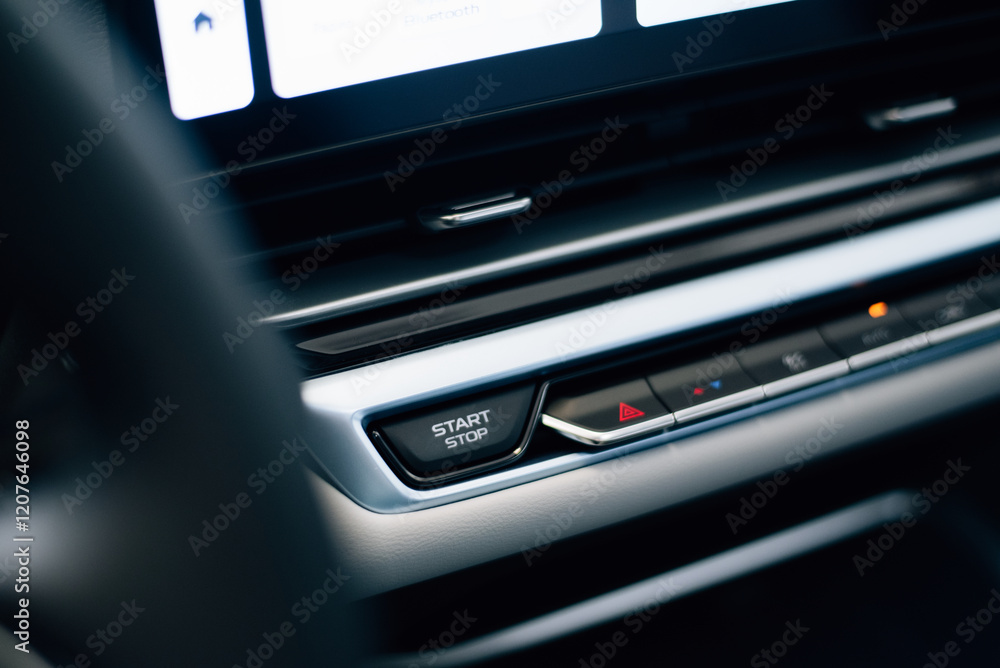 Start stop engine modern new car button Start stop engine modern new car button