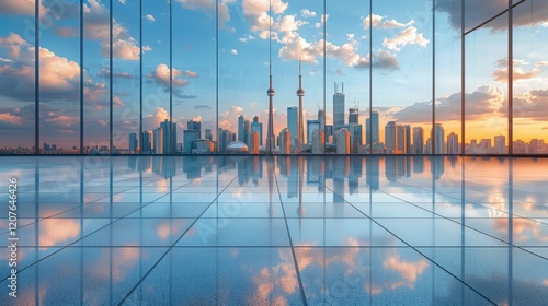 City skyline with architectural diversity  featuring an eclectic mix of building styles against the skyline.
