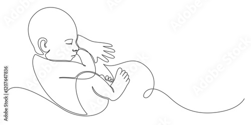 baby child baby line art style vector illustration