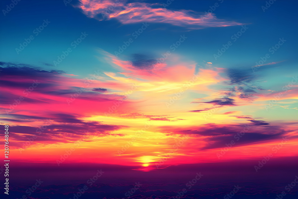 Vibrant sunset cloudscape over mountains Vibrant sunset cloudscape over mountains