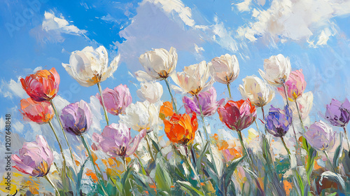 AI painting flowers spring season