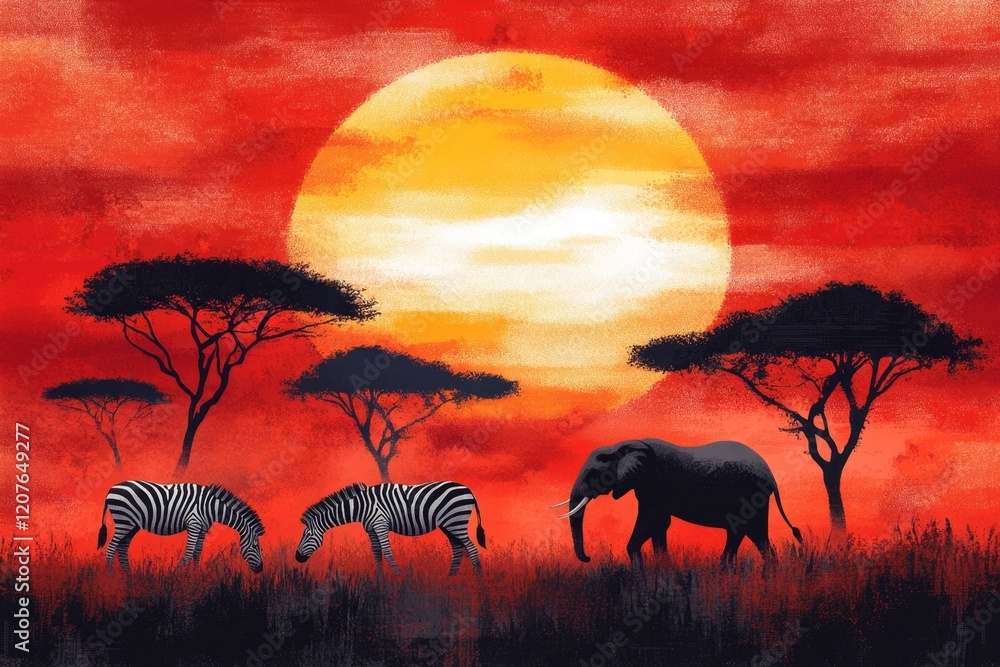 A pixel art depiction of a Zimbabwean savanna, with animated zebras grazing, elephants walking, and a pixelated sunset over acacia trees A pixel art depiction of a Zimbabwean savanna, with animated zebras grazing, elephants walking, and a pixelated sunset over acacia trees