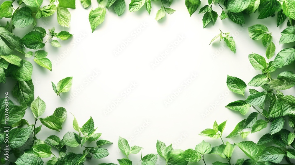 Lush Green Leaves on Bright White Background Creating a Fresh and Vibrant Natural Aesthetic Appeal Lush Green Leaves on Bright White Background Creating a Fresh and Vibrant Natural Aesthetic Appeal