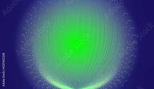 Photos abstract lime glowing line boll bubbles on blue background