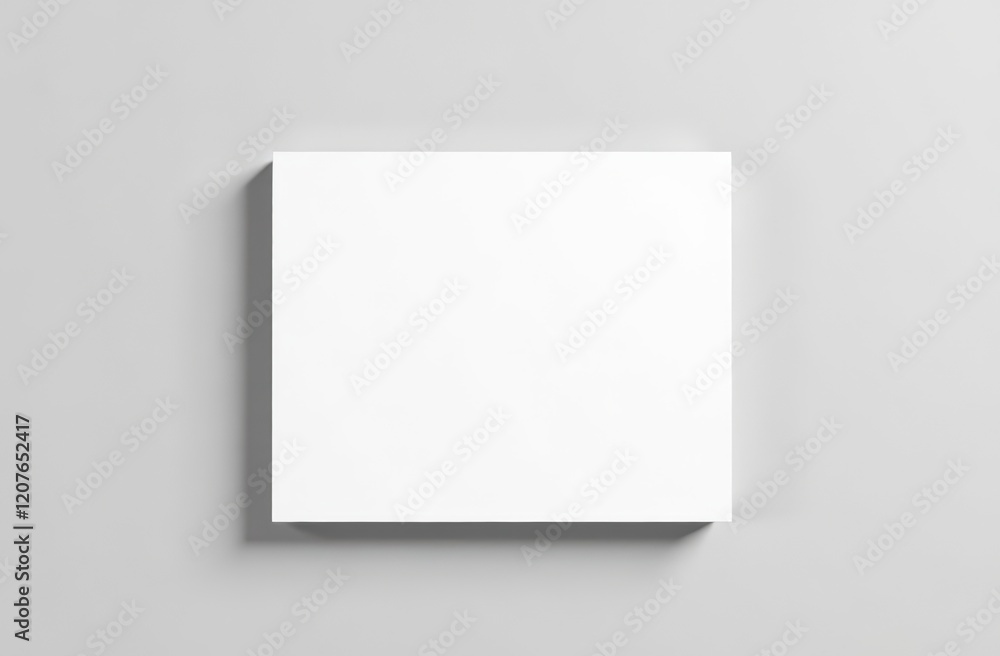 A single blank white square card placed neatly on a clean, soft gray background A single blank white square card placed neatly on a clean, soft gray background