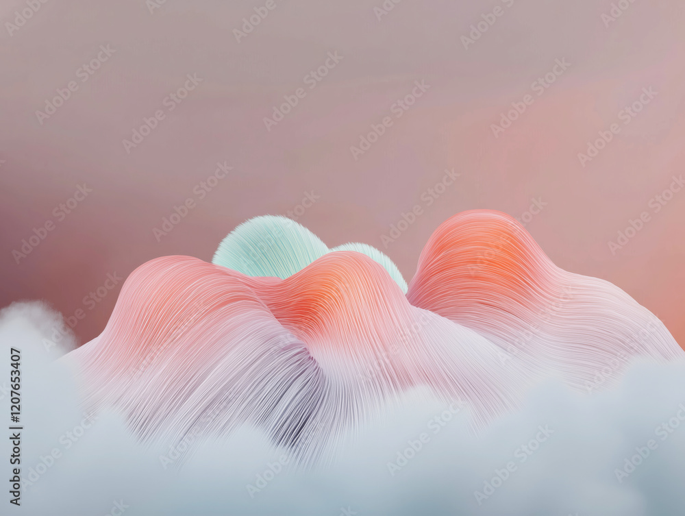 Fototapeta premium Soft Flowing Abstract Shapes in Coral and Sky Blue Pastel Tones