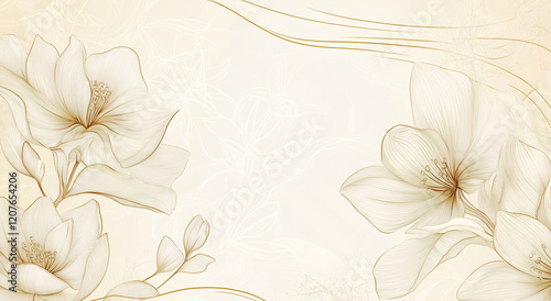 Golden Floral Illustration With Soft Background