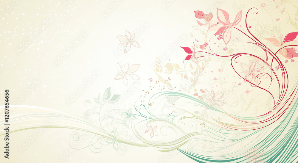 Delicate Abstract Swirls With Nature-Inspired Accents Delicate Abstract Swirls With Nature-Inspired Accents