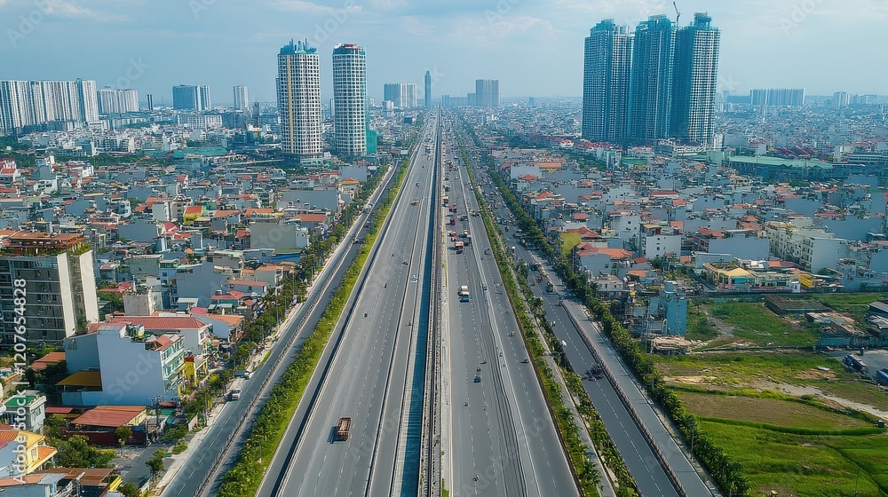 Fototapeta premium Real Estate and Infrastructure, Demand for housing and services in areas experiencing population influx.