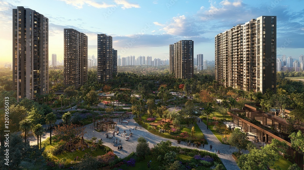 Obraz premium Real Estate and Infrastructure, Demand for housing and services in areas experiencing population influx.