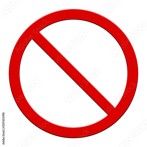 Red circle with line through on transparent background