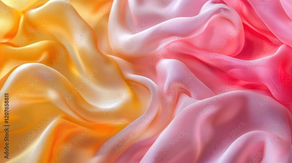 Obraz premium Abstract Drapery of Peach and Golden Silk Fabric