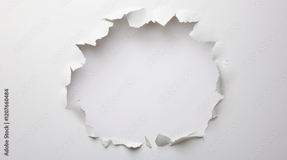 Circular White Ripped Paper Texture, Abstract Background, Hole Design, Minimalist, Empty Space, Torn Edge Abstract, Background Circular White Ripped Paper Texture, Abstract Background, Hole Design, Minimalist, Empty Space, Torn Edge Abstract, Background