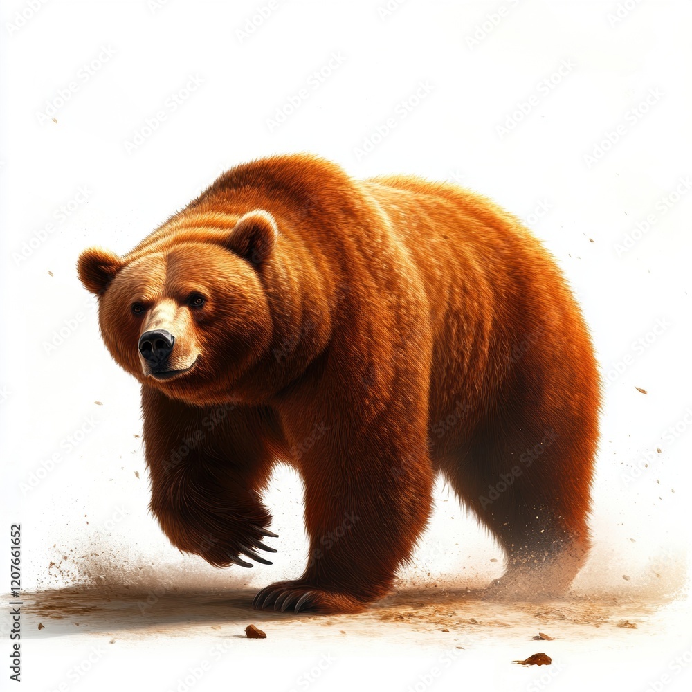 Obraz premium A bear is walking through the dirt, with its head held high