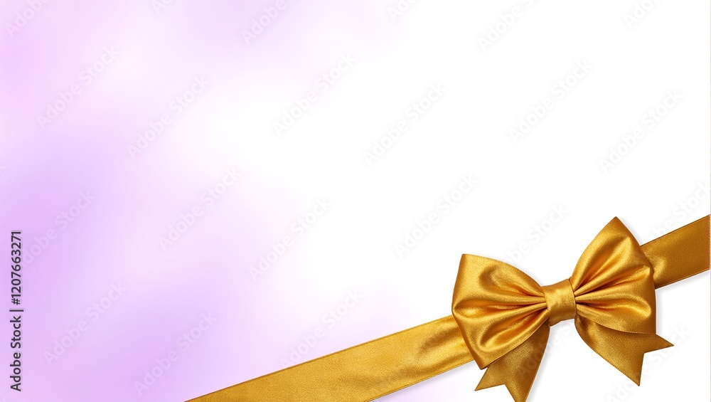 Luxurious golden satin ribbon bow on gradient background Luxurious golden satin ribbon bow on gradient background