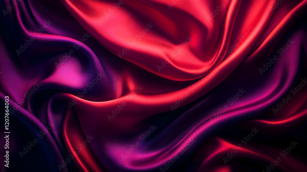 Obraz premium Red purple silk drapes, dark background, textile design
