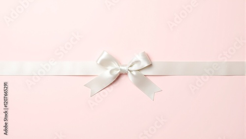 Elegant ivory satin bow on blush pink background