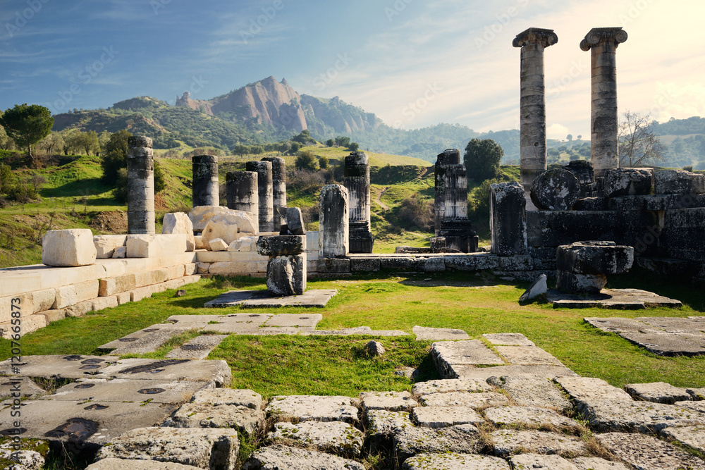 Ionic style Temple of Artemis in the ancient Greek city of Sardis in Lydia, Turkey dates from 300 BC. Renovated by Romans 200 AD