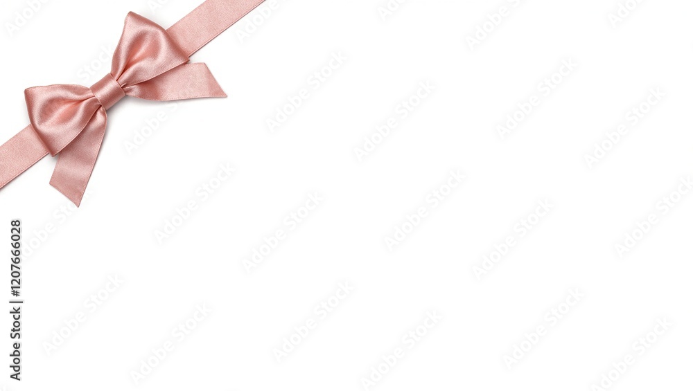 Soft pink satin ribbon bow on white background serene and elegant Soft pink satin ribbon bow on white background serene and elegant
