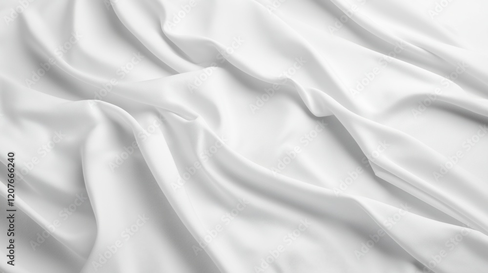 Soft white fabric draped elegantly with gentle waves and textures creating a serene atmosphere in natural light. Soft white fabric draped elegantly with gentle waves and textures creating a serene atmosphere in natural light.