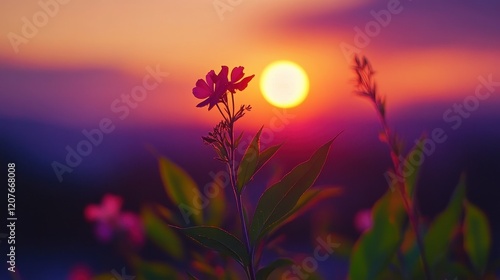 Vibrant sunset-colored bokeh with gradient oranges, pinks, and purples, radiant warmth