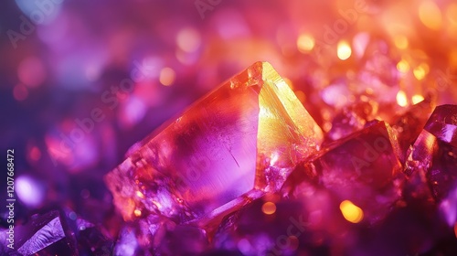 Vibrant sunset-colored bokeh with gradient oranges, pinks, and purples, radiant warmth