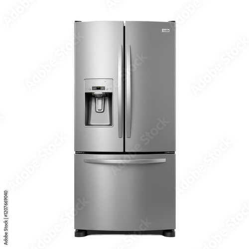 Stainless steel refrigerator with transparent background