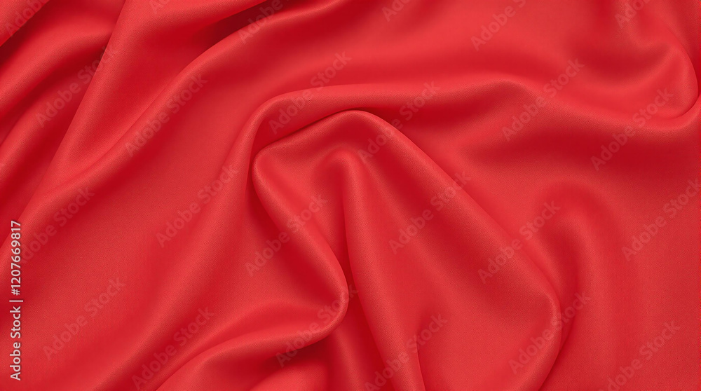 Close-up of a vibrant red fabric with soft folds. Close-up of a vibrant red fabric with soft folds.
